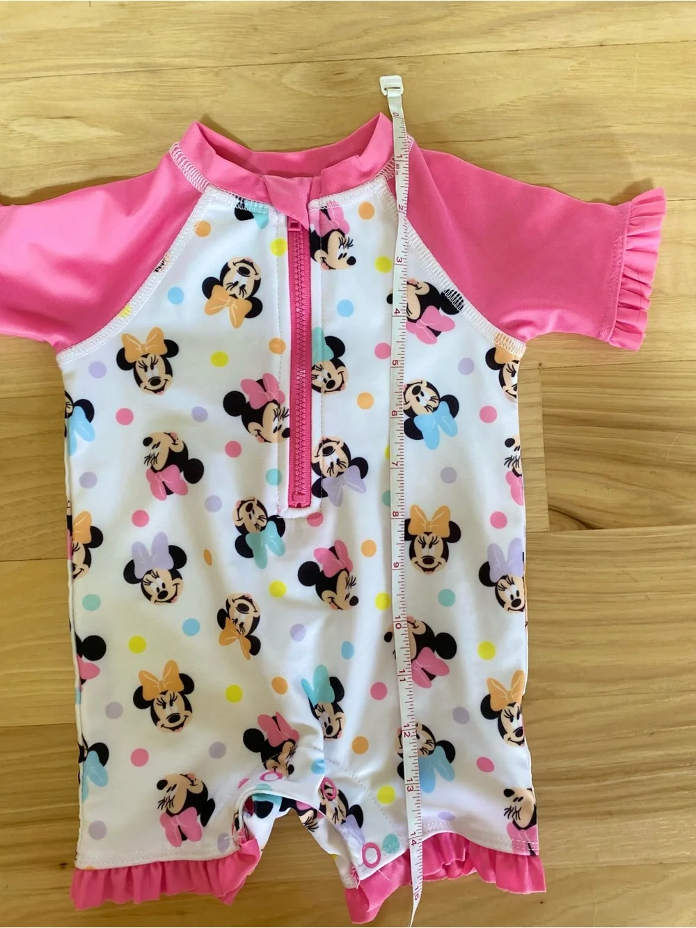 Disney Minnie Mouse Baby Swimsuit 0-3 Months One Piece Snap Infant Bathing Suit